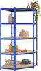 vidaXL - Opbergrek - 5-laags - 5 - st - staal - & - bewerkt - hout - blauw