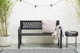 LIFA GARDEN - Stalen Tuinbank - Slijtvast - 2 Persoons - 125 x 53 x 77 cm - Zwart