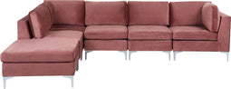 Beliani EVJA - Hoekbank met ottomaan - Roze - Fluweel