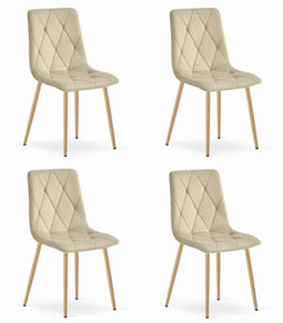 Fluwelen stoel - 4 stuks - lichtbeige - zelfmontage