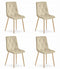 Fluwelen stoel - 4 stuks - lichtbeige - zelfmontage