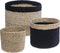 Atmosphera Jute mandenset - bloempot - zwart en naturel - Set van 3 - Opberger - Zeegras