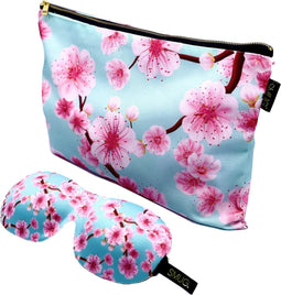 SMUG 3D Slaapmasker met Opbergzakje - 100% Verduisterend - Ergonomisch Oogmasker - Cherry Blossom Print