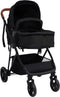 vidaXL 3-in-1 Kinderwagen - Stalen frame - Verstelbaar zitje - Antraciet zwart