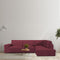 Hoes voor chaise longue met lange armleuning rechts Eysa ROC Tegel Donkerrood 110 x 120 x 500 cm