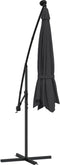 vidaXL - Zweefparasol - met - LED - en - stalen - paal - 300 - cm - zwart