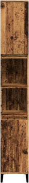 vidaXL - Badkamerkast - 30x30x190 - cm - bewerkt - hout - oud - houtkleurig
