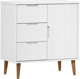 vidaXL - Dressoir - MOLDE - 76,5x40x80 - cm - massief - grenenhout - wit
