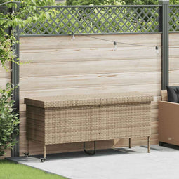 vidaXL - Tuinbox - met - wielen - 160x55x75 - cm - poly - rattan - beige