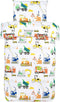 Bouwvoertuigen - vrachtwagens, graafmachines en kranen - beddengoedset voor kinderen - dekbedovertrek 120 cm x 150 cm en kussensloop voor peuters/babybedden