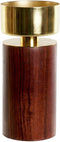 Kaarshouder Home Esprit Bruin Gouden Aluminium Acacia 8 X 8 X 18 Cm