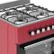 Wiggo WO-E609R - Vrijstaand Gasfornuis - 4 kookzones - 60 cm - 66 Liter - Rood Rvs