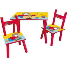 T'CHOUPI Rechthoekige tafel 41,5x61x42 cm + 2 stoelen 49,5x31x31,5cm