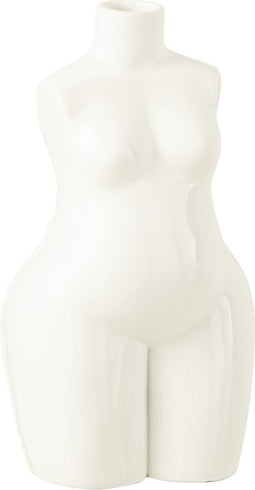 J-Line vaas Vrouw Lichaam - polyresin - glanzend wit - 31.5 cm hoog