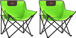 vidaXL - Campingstoelen - 2 - st - met - vakje - inklapbaar - groen