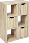 5Five Boekenkast 6-Vaks + 3 lades 60x29,5x95cm - Naturel