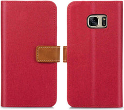 iMoshion Hoesje Geschikt voor Samsung Galaxy S7 Hoesje Met Pasjeshouder - iMoshion Luxe Canvas Bookcase - Rood