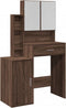 vidaXL - Kaptafel - met - kastje - 80x35x132 - cm - bruin - eikenkleur