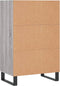 vidaXL - Hoge - kast - 57x35x90 - cm - bewerkt - hout - grijs - sonoma - eikenkleurig