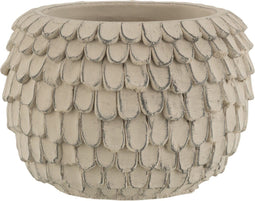 J-Line bloempot Blad - cement - licht grijs - small - 2 stuks - Ø 16 cm