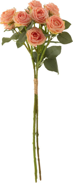 J-Line boeket roos 12 koppen - kunststof - lichtroze