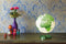 globe Bright HOT green 30cm diameter kunststof voet met verlichting NR-0331F7N4-GB