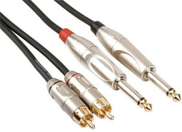 HQ Power PAC118 - RCA-jack kabel 2 x RCA mannelijk 2 x 6,35 mm mannelijk mono 5 m zwart