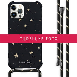 iMoshion Hoesje Geschikt voor Samsung Galaxy S21 FE Hoesje Met Koord - iMoshion Design Hoesje met Koord - Goud / Transparant / Stars Gold