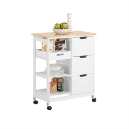 SoBuy FKW79-W - Keukentrolley - 3 Laden 3 Planken - Wit - 68x38x85cm