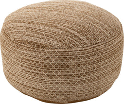 J-Line poef Rond Vierkanten Outdoor - polyester - bruin//wit