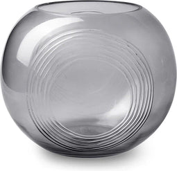 Bolvaas met ringen 'janine' smoke h16 d19,5 cm