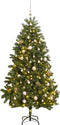 vidaXL - Kunstkerstboom - met - scharnieren - 300 - LED's - en - kerstballen - 270 - cm