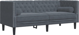 vidaXL - Tweezitsbank - Chesterfield-stijl - en - bolsters - fluweel - donkergrijs