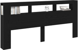 vidaXL - LED - Hoofdbord - Zwart - Eiken - Massief - Eikenhout - 220 - cm - Duurzaam