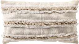 Dutch Decor YUNA - Kussenhoes 30x50 cm - met schelpen - Snow White - wit - met rits - zonder binnenkussen
