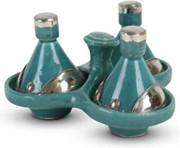 Safaary - Tajine mini Turquoise met Metaal 3-delig