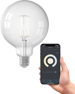Calex Slimme Lamp - Wifi LED Filament Verlichting - Dimbaar - Warm Wit - E27 - Globe 12,5cm - 7,5W