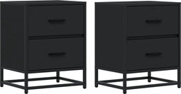 vidaXL - Nachtkastjes - 2 - st - 40x31x50 - cm - bewerkt - hout - zwart