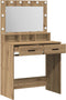 vidaXL - Kaptafel - met - LED-verlichting - in - Artisan - Eiken - 79x41x135 - cm