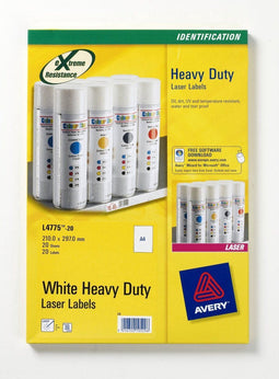 Etiket avery l4775-20 210x297mm wit 20stuks