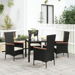 vidaXL - Tuinstoelen - 4 - st - met - kussens - poly - rattan - zwart