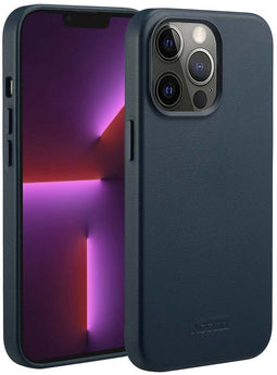 Accezz iPhone 13 Pro - MagSafe Leather Backcover - Verhoogde randen - Nightfall Blue