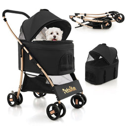 Coast 3-in-1 Hondenbuggy met Afneembaar Autostoeltje – Opvouwbaar – 88x48x98 cm – Grijs/Zwart