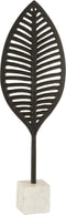 J-Line decoratie Blad Fijn Decoratief aluminium/marmer - zwart/wit - small