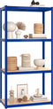 vidaXL - Opbergrek - 4-laags - 2 - st - staal - & - bewerkt - hout - blauw