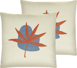 DAVALLIA - Sierkussen set van 2 - Beige/Rood - 45 x 45 cm - Polyester