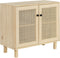 Astigarraga Sense - Dressoir - 2 deuren - Massief grenenhout & Rattan - H:63,5cm x B:70,8cm x D:33cm