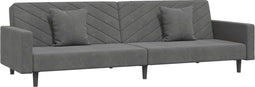 vidaXL - Slaapbank - 2-zits - met - 2 - kussens - fluweel - donkergrijs