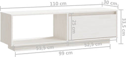 vidaXL - Tv-meubel - 110x30x33,5 - cm - massief - grenenhout - wit