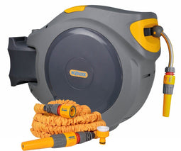 Hozelock Auto Reel - Wandslangbox 40 m met Superhoze 7,5 m - Automatisch oprolmechanisme - Grijs